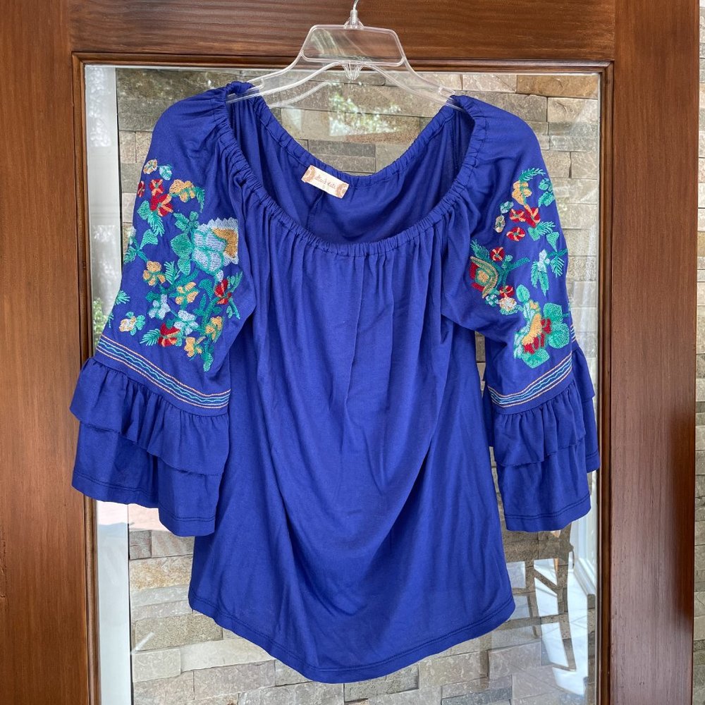 Altar'd State Blue Embroidered Top